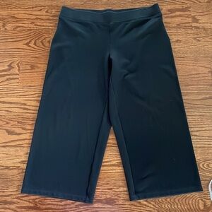 Eileen Fisher wide ponte knit crop pants pull on no pockets wide waistband Med